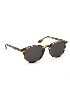 ALVIN | Oak Handcrafted, luxury dark brown and tan tortoise acetate large round wayfarer KREWE sunglasses