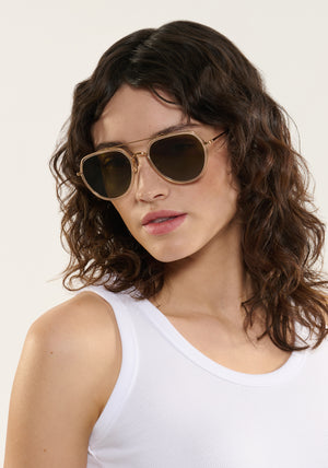KREWE SUNGLASSES - BAKER | Crystal 24K Titanium Polarized handcrafted, aviator sunglasses womens model | Model: Ione