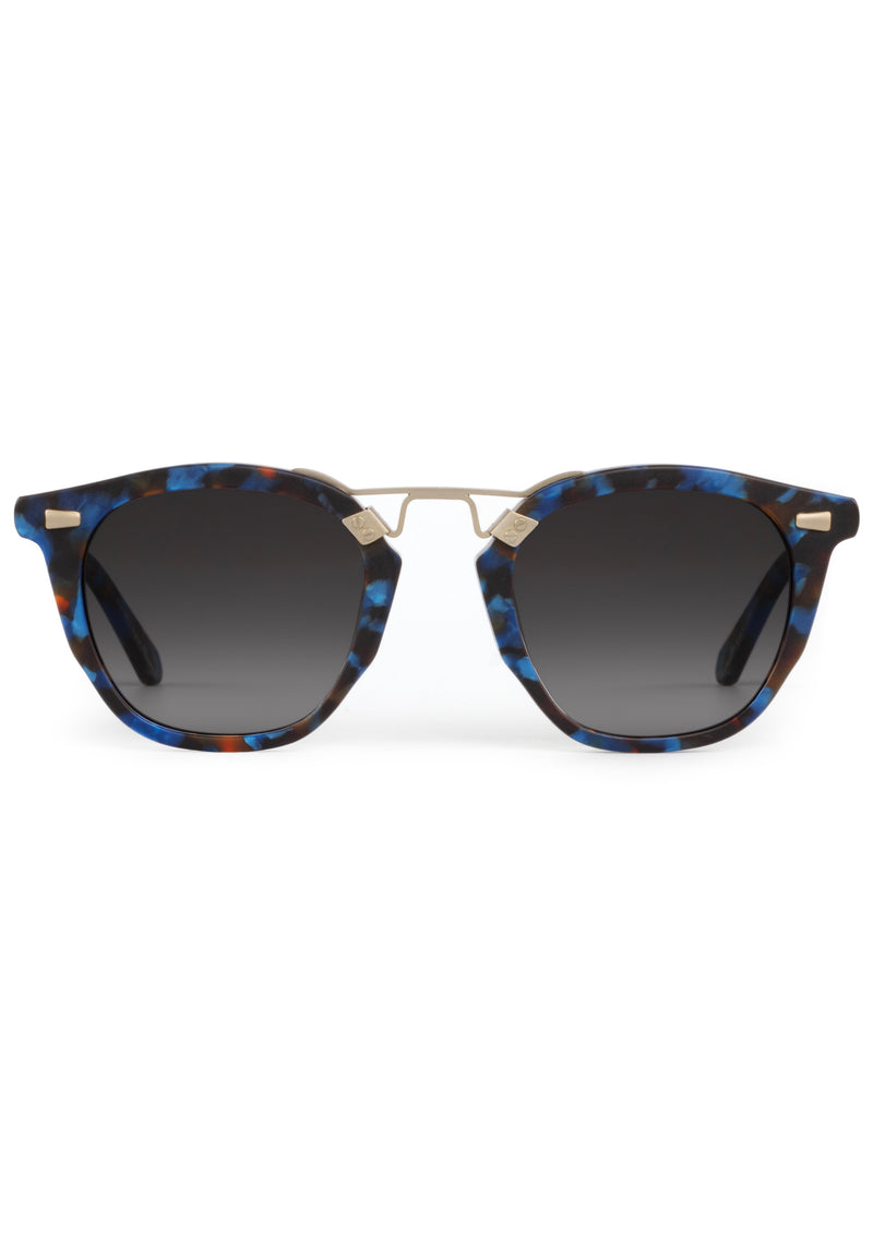 BEAU II | Matte Blue Steel 12K Handcrafted tortoise and 12k gold plated and acetate KREWE glasses