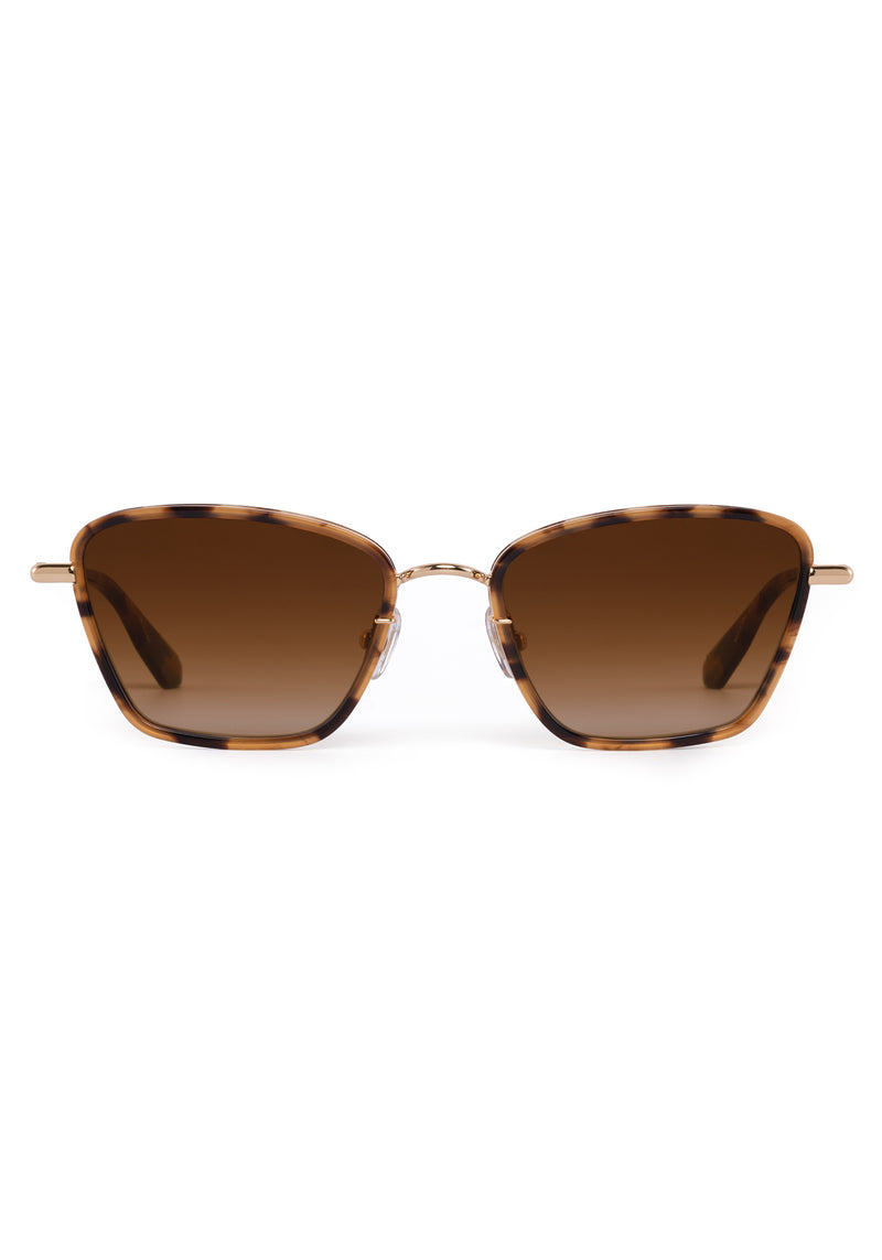 BELLA | 18K + Venezia Handcrafted, luxury brown tortoise acetate and stainless steel cat-eye KREWE sunglasses