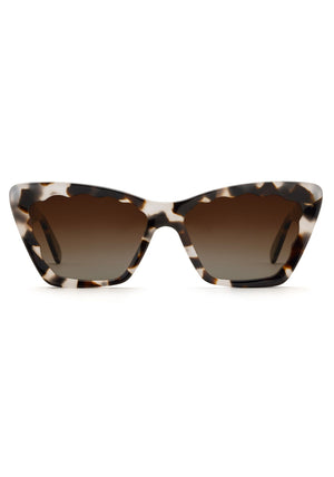 BRIGITTE | Malt Polarized Handcrafted, luxury brown tortoise acetate cat-eye scalloped polarized KREWE sunglasses