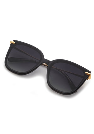 KREWE SUNGLASSES - DEDE NYLON | Black + Black and Crystal 24K handcrafted, luxury black acetate nylon sunglasses