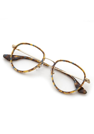 EMERSON | 12K Titanium + Heron Handcrafted, luxury multicolored acetate and metal teardrop aviator KREWE eyeglasses