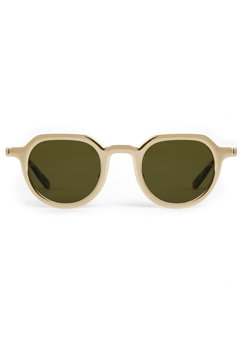 GALVAN| Handcrafted, luxury matte and gold chrome acetate medium sized geometric KREWE sunglasses