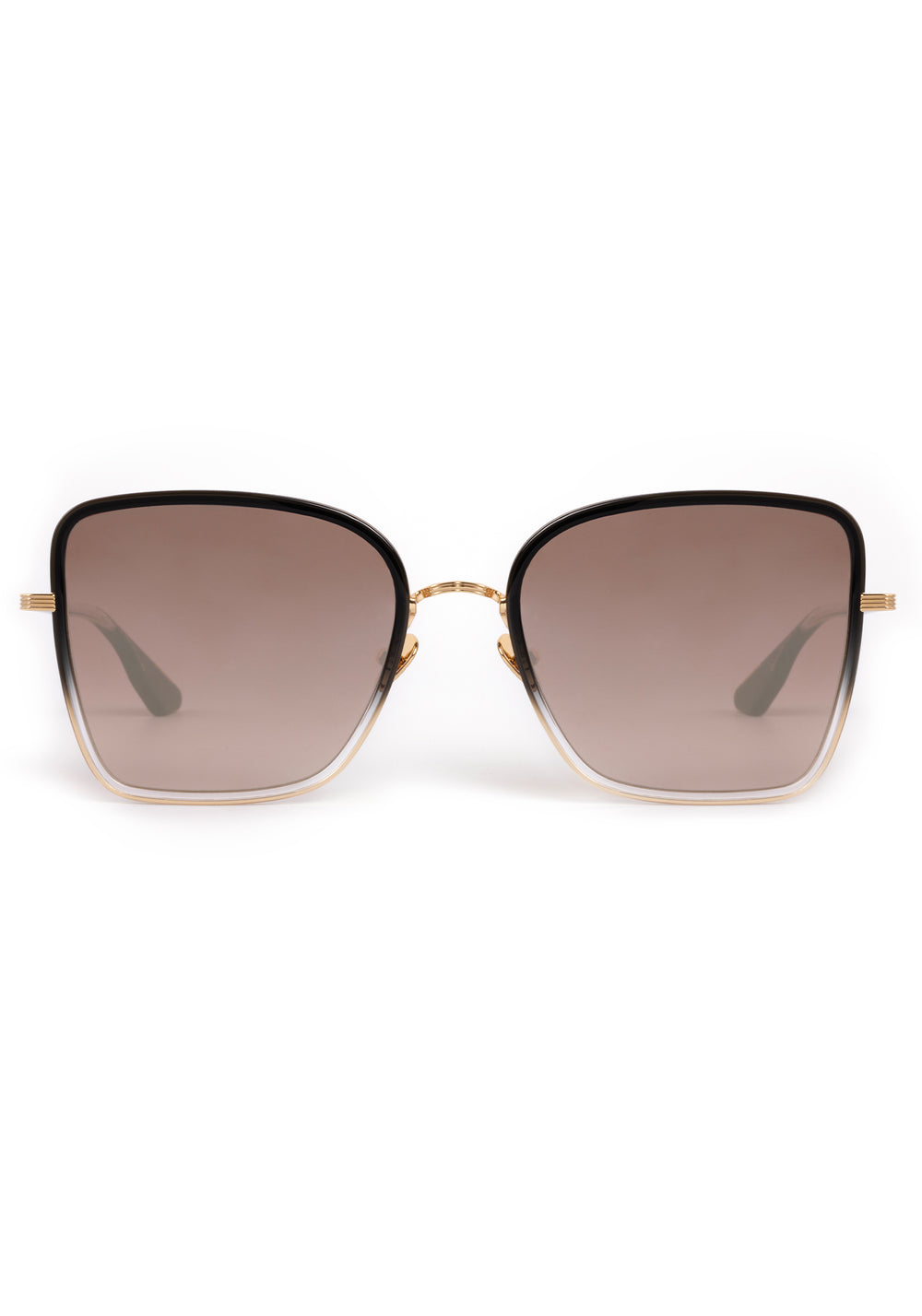 JOLENE | 18K Titanium + Nightfall Mirrored Handcrafted, luxury titanium black and clear mirrored oversized butterfly KREWE sunglasses