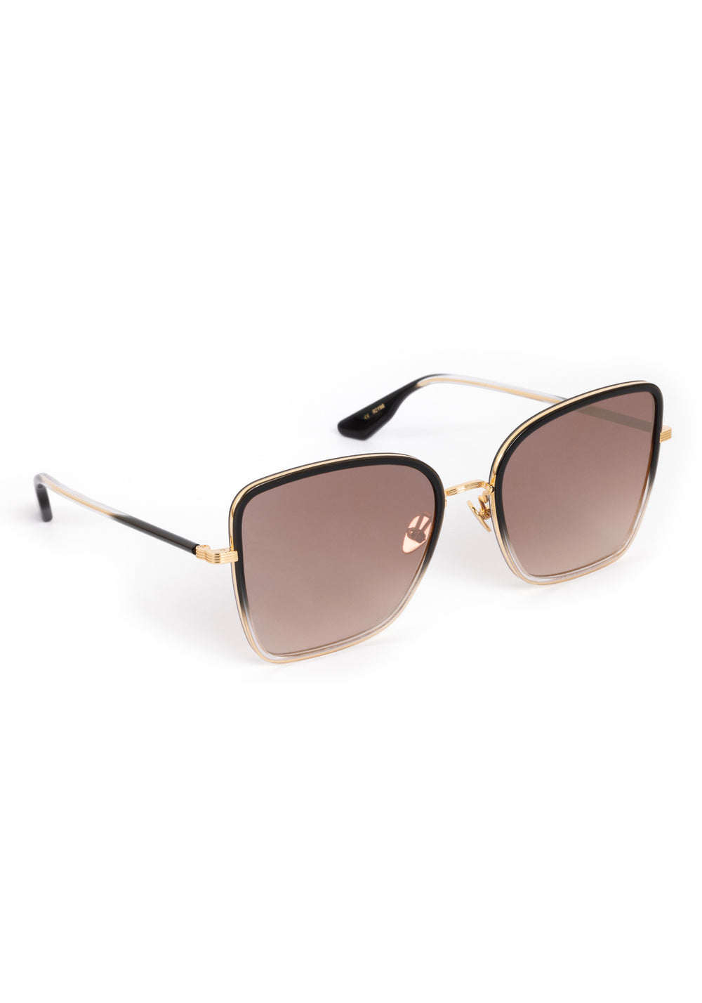 JOLENE | 18K Titanium + Nightfall Mirrored Handcrafted, luxury titanium black and clear mirrored oversized butterfly KREWE sunglasses
