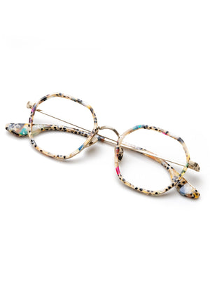 KREWE - LEIGHTON | 12K Titanium + Poppy handcrafted, luxury colorful acetate and metal geometric eyeglasses