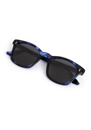 PARKER | Indigo Tortoise Handcrafted, luxury dark blue tortoise acetate square wayfarer KREWE sunglasses