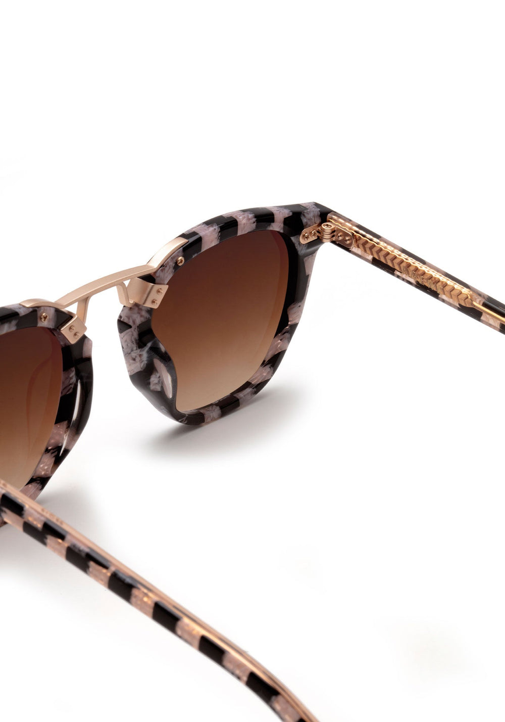 KREWE BEAU NYLON | Harlequin to Harlequin + Petal 18K Rose Handcrafted, Luxury Black and Pink Acetate Sunglasses womens model