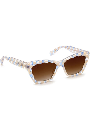 BRIGITTE | Gingham Handcrafted, Blue and White Checkered Acetate KREWE Sunglasses