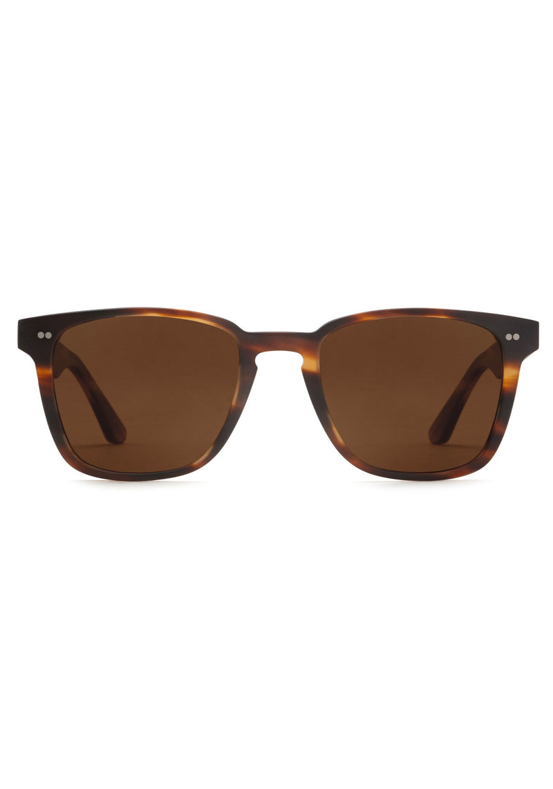 KREWE VINDEL | Matte Hickory Polarized Handcrafted, luxury designer brown acetate classic mens sunglasses